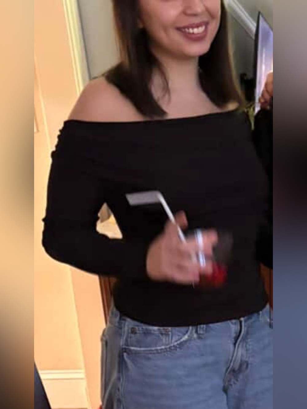 Black Off-the-Shoulder Rib Top - Picture 2 of 3